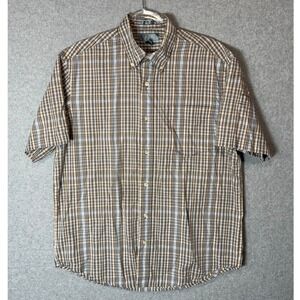 NorthCrest Shirt Mens Medium Classic Plaid Wrinkle Resistant‎ Short Sleeve
